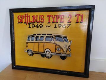 Houten schilderij Volkswagen T2 beschikbaar voor biedingen