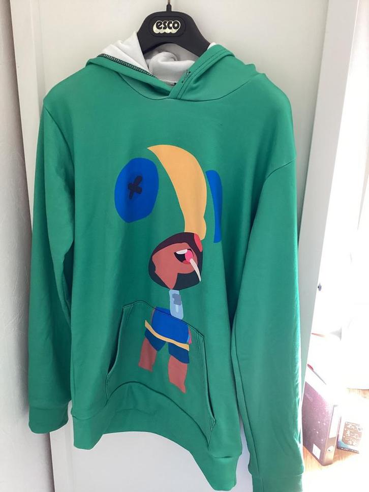 Hoodie Brawlstars met opdruk van Leon!, Kinderen en Baby's, Kinderkleding | Maat 170, Zo goed als nieuw, Jongen of Meisje, Trui of Vest