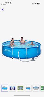 Bestway zwembad 3.05x76 met pomp, schoonmaakset, zonnepaneel, Ophalen, Minder dan 80 cm, Zo goed als nieuw, 200 tot 400 cm