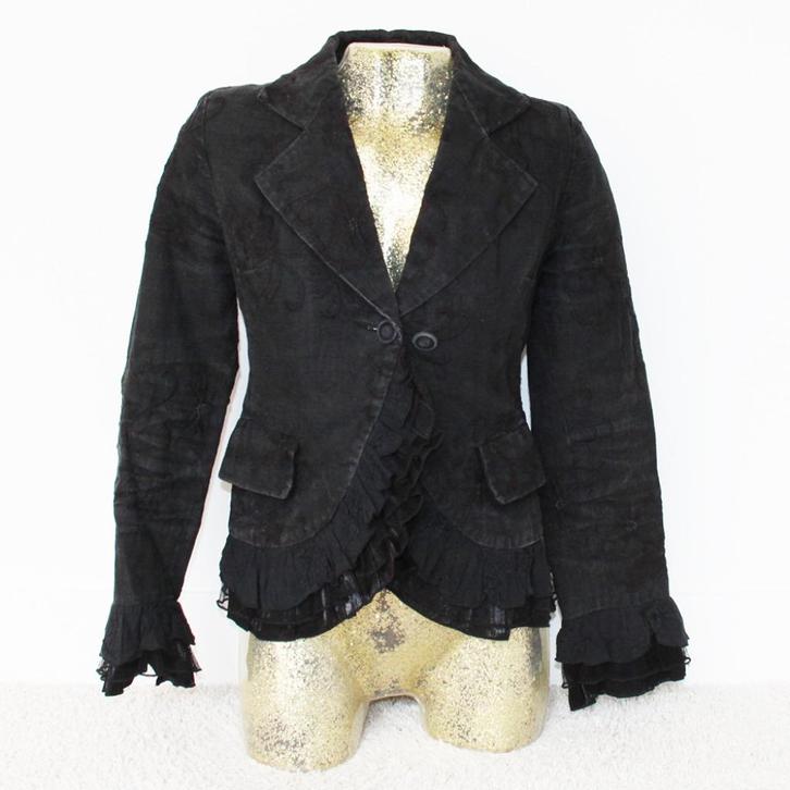 Prachtig Vintage ART Jasje 100% Linnen - 89 (S) € 45,-, Kleding | Dames, Jasjes, Kostuums en Pakken, Gedragen, Jasje, Maat 36 (S)