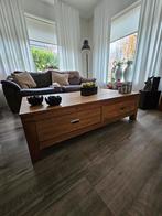 Teakhouten Salontafel,  lengte 140 breedte 75 en hoogte 40., Gebruikt, 100 tot 150 cm, Teakhout, Landelijk