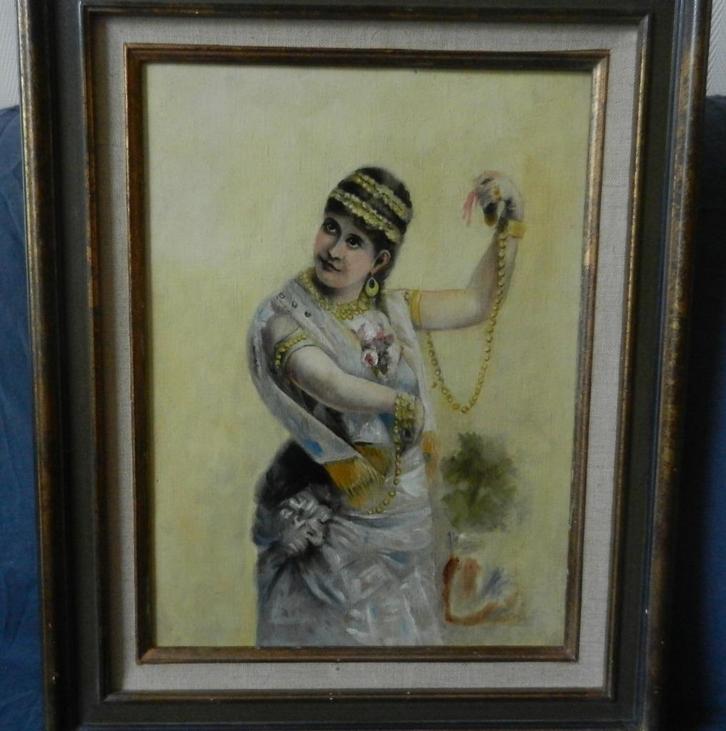 Olieverf Ottomaanse danseres ongesign. ca 1900 hxb: 39x29 cm, Antiek en Kunst, Kunst | Schilderijen | Klassiek, Ophalen of Verzenden