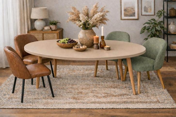 Japandi Eettafel & Salontafel set - Maatwerk, Huis en Inrichting, Tafels | Eettafels, Nieuw, 100 tot 150 cm, 150 tot 200 cm, Vier personen