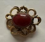 Vintage Broche met Rode Steen, Overige materialen, 4 tot 7 cm, Gebruikt, Ophalen of Verzenden