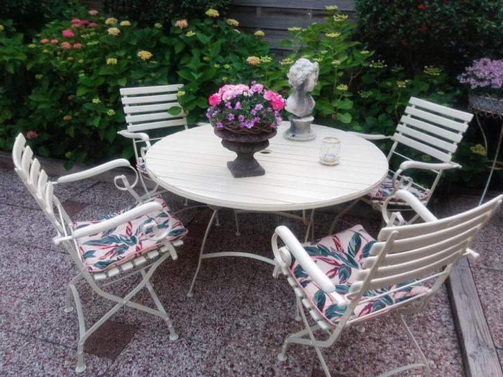 Zeven stuks Bistro Tuinset kussentjes 41x41cm €9,50 Per Stuk, Tuin en Terras, Tuinsets en Loungesets, Zo goed als nieuw, Stoel