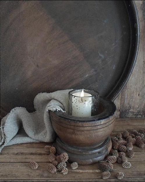 12280 V Oude houten vijzel M, Antiek en Kunst, Antiek | Woonaccessoires, Verzenden