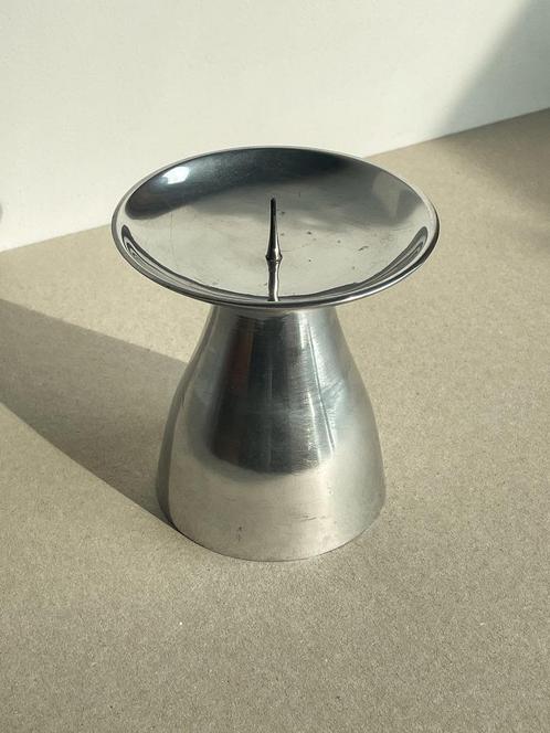 Vintage aluminium pijler kaarsenhouder, kandelaar, Huis en Inrichting, Woonaccessoires | Kandelaars en Kaarsen, Gebruikt, Minder dan 25 cm