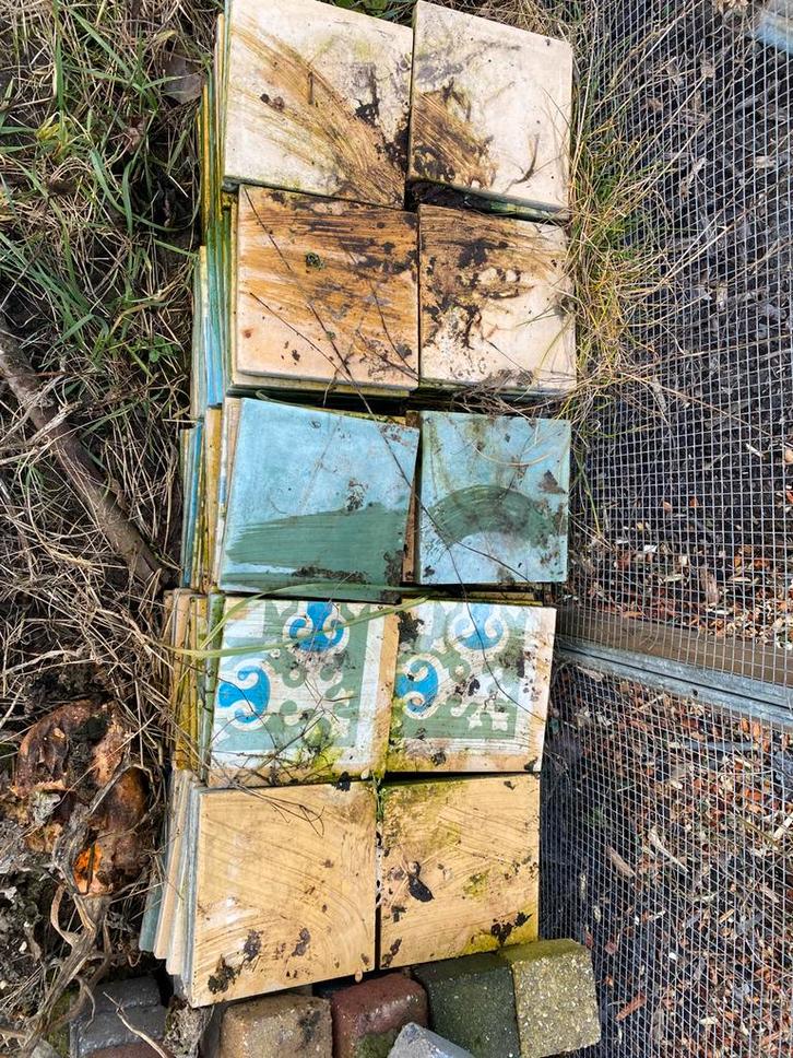 Oude franse plavuizen, Doe-het-zelf en Verbouw, Tegels, Gebruikt, Vloertegels, Keramiek, Minder dan 20 cm, 20 tot 40 cm, Ophalen