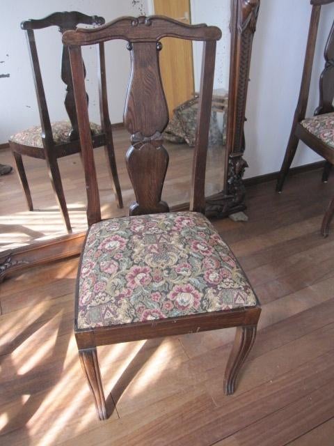 4 ranke eiken stoelen, prachtige gobelin zitting mooie kleur, Huis en Inrichting, Stoelen, Ophalen, Gebruikt, Overige kleuren