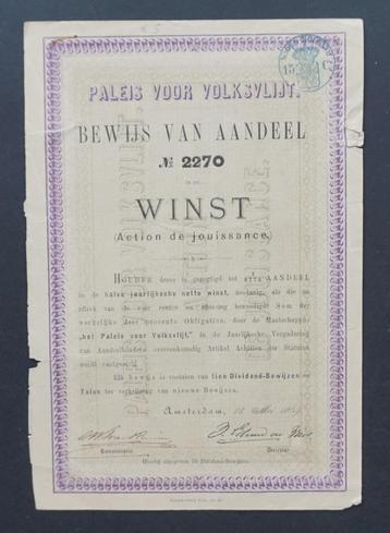 Paleis van Volksvlijt - winstaandeel - 1869 beschikbaar voor biedingen