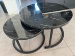 Mooie ronde tafel set (marmer look), Huis en Inrichting, Tafels | Salontafels, Ophalen, Rond, 50 tot 100 cm, Zo goed als nieuw