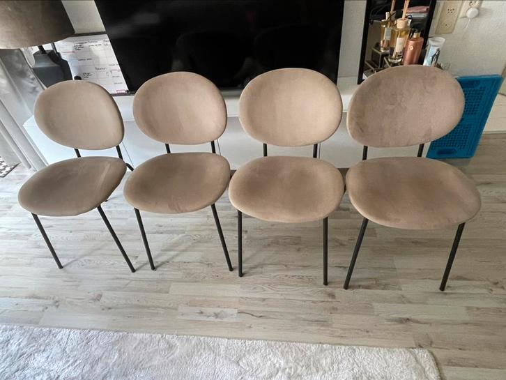4 eetkamerstowlen velvelt/velours, Huis en Inrichting, Stoelen, Zo goed als nieuw, Vier, Ophalen