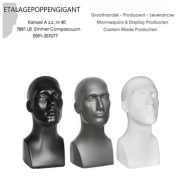 Presentatie Hoofden Grijs /Wit of Zwart Etalagepoppengigant beschikbaar voor biedingen