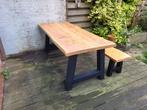 Tuintafel douglas/lariks hout met stalen A frame. Boomstam, Nieuw, Rechthoekig, Ophalen of Verzenden, Hout