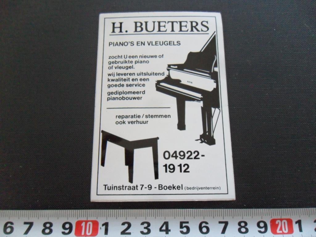 sticker boekel h bueters piano's en vleugels tuinstraat 7-9, Verzamelen, Stickers, Ophalen, Zo goed als nieuw