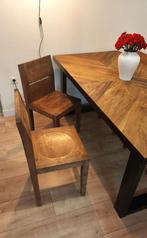 Teak houten stoelen 4 voor 120, Huis en Inrichting, Stoelen, Ophalen, Bruin, Zo goed als nieuw, Vier
