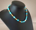 Mooie natuurlijke TURQUOISE agaat ketting 925 sluiting!, Overige kleuren, Verzenden, Zo goed als nieuw, Met edelsteen