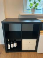 Kallax kast zwart 4 vakken met lades, Huis en Inrichting, Kasten | Boekenkasten, Ophalen, 50 tot 100 cm, Zo goed als nieuw, Minder dan 100 cm