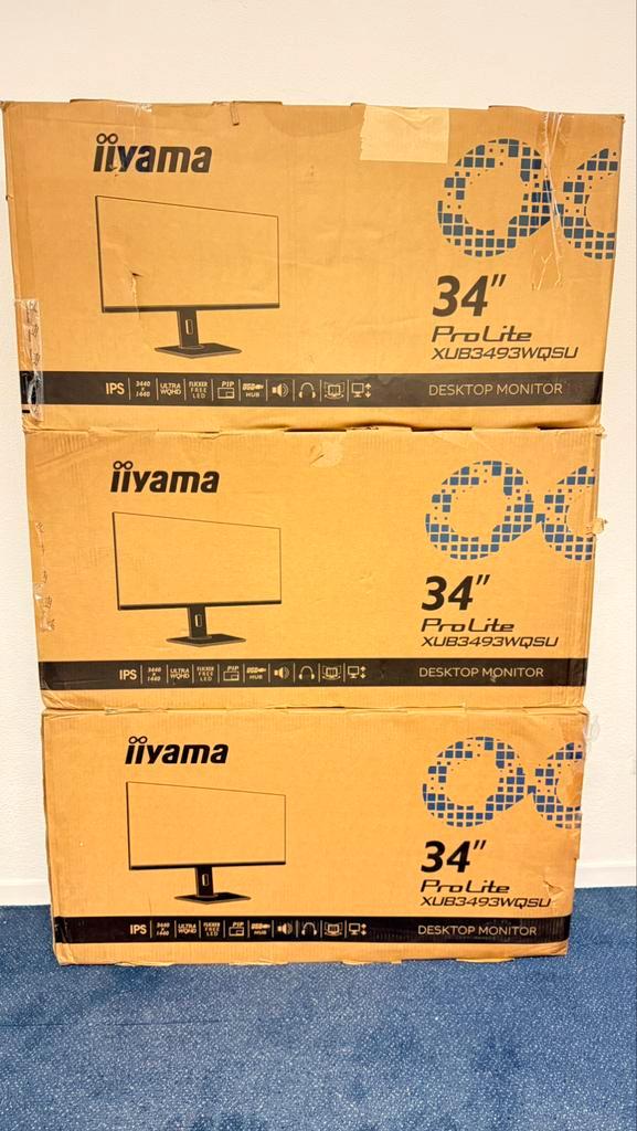 Iiyama XUB3493WQSU-B5 Ips Monitor 75Hz 3440x1440 34”, Computers en Software, Monitoren, Zo goed als nieuw, DisplayPort, DVI, HDMI