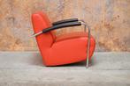 ZGANieuw rode stoffen Leolux Scylla design fauteuil, Metaal, Leolux, Leolux, Design