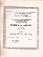 EXPLOITATIE VAN HOENDERPARKEN v.h. J.K. SPIJKERPLANK, Postzegels en Munten, Aandelen en Waardepapieren, Verzenden, Aandeel