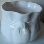 witte bloempot met strik, Rond, Binnen, Ophalen of Verzenden, Zo goed als nieuw