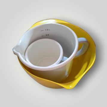 Vintage Mengkommen Set - Geel & Wit beschikbaar voor biedingen