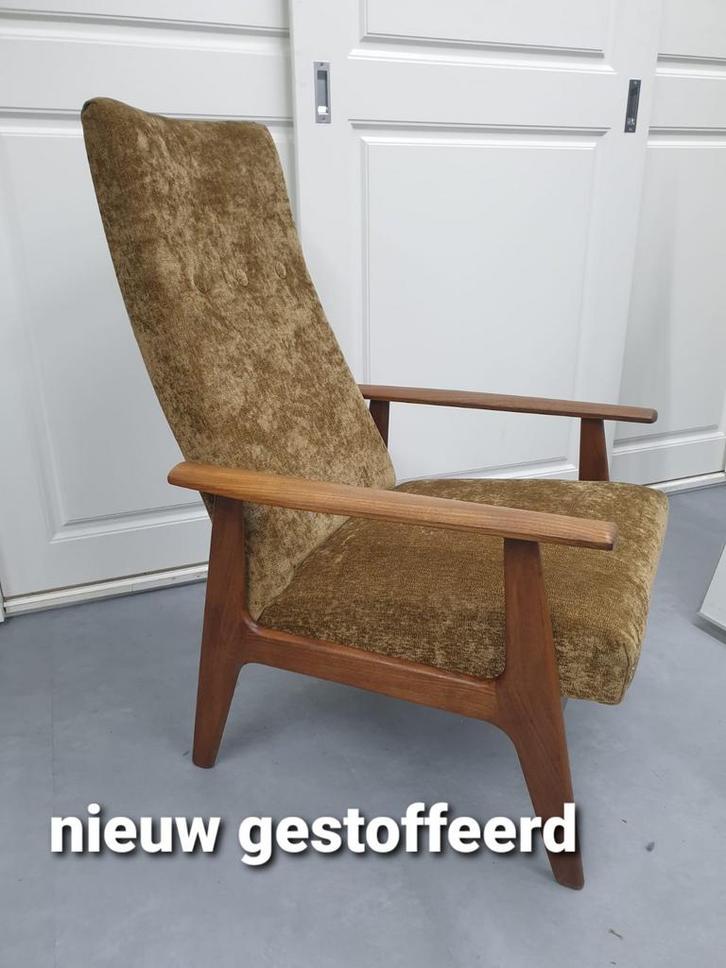 Vintage Fauteuil van Topform in Topvorm!, Huis en Inrichting, Stoelen, Zo goed als nieuw, Eén, Hout, Stof, Bruin, Ophalen