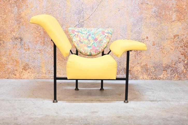 Groeten uit Holland fauteuil design Rob Eckhardt voor Gispen, Huis en Inrichting, Fauteuils, Gebruikt, Metaal, Stof, 75 tot 100 cm