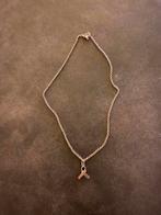 Zilveren ketting met borstkanker lintje, Ophalen of Verzenden, Zo goed als nieuw, Zilver, Met hanger
