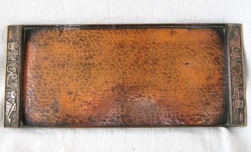 Dutra tractoren Gehamerd koperen dienblaadje Laszlo Dömötör, Antiek en Kunst, Curiosa en Brocante, Ophalen