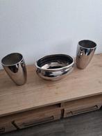 Leuk zilver kleurige vazen en bloempot, Ophalen, Overige materialen, Overige kleuren, Zo goed als nieuw