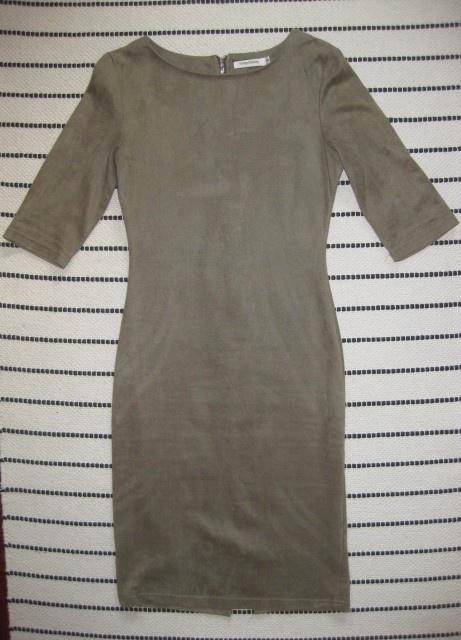 Vintage dressing jurk groen, army, khaki suède vleug S, Kleding | Dames, Jurken, Zo goed als nieuw, Maat 36 (S), Groen, Boven de knie