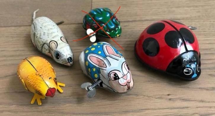 Vintage blikken opwind speelgoed, 4 stuks, Antiek en Kunst, Antiek | Speelgoed, Ophalen of Verzenden