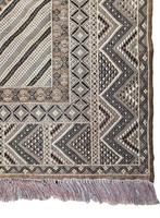 Handmade Soumak kelim Tunesië brown diamond wol 206x276cm, Huis en Inrichting, Gebruikt, Crème, ., 200 cm of meer