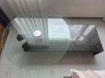 Marmeren salontafel met ronde glasplaat, Ophalen, Gebruikt, Rond, Minder dan 50 cm