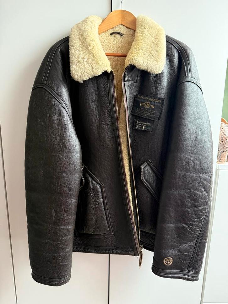 Vintage Nickelson Pilotenjas XL - Echt Leer, Kleding | Heren, Jassen | Winter, Gedragen, Maat 56/58 (XL), Bruin, Ophalen