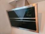 Smeg afzuigkap schuin 90cm breed zwart glas met RVS, Witgoed en Apparatuur, Afzuigkappen, Ophalen, Gebruikt, Wandschouwkap, Recirculatie
