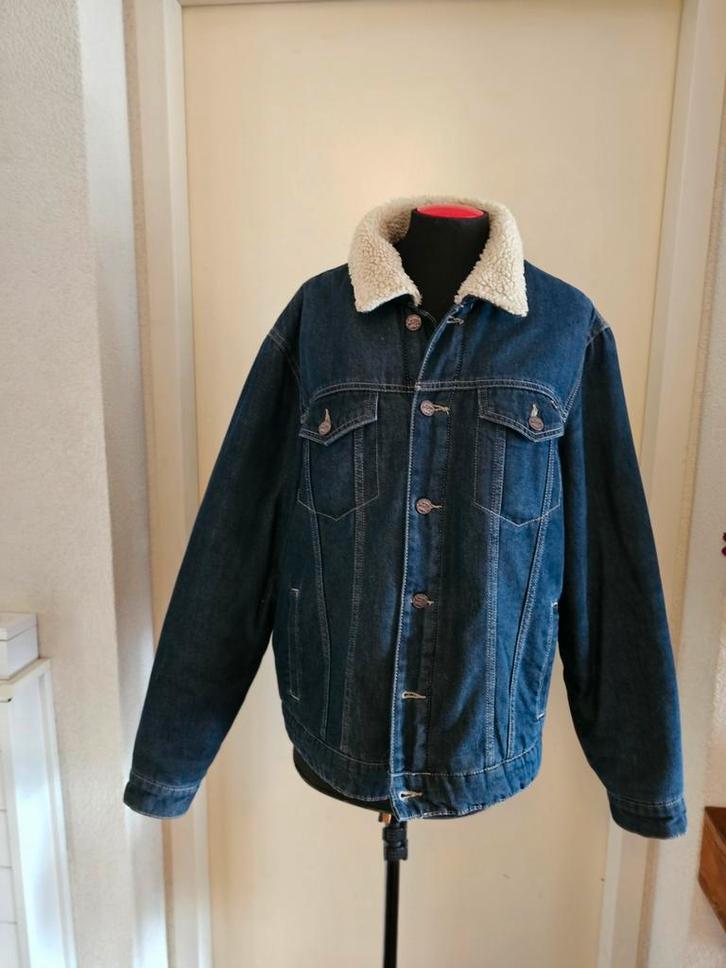 Spijkerjas met teddy voering, jongens, heren maat L., Kleding | Heren, Jassen | Winter, Zo goed als nieuw, Overige maten, Blauw