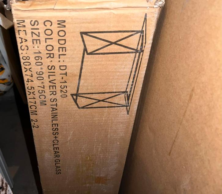 Moderne glazen eettafel – nieuw, nooit gebruikt!, Huis en Inrichting, Tafels | Eettafels, Zo goed als nieuw, 50 tot 100 cm, 150 tot 200 cm