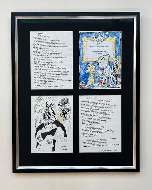 Lucebert; 2 handgeschreven gedichten + 2 tekeningen, orig., Antiek en Kunst, Kunst | Schilderijen | Modern, Ophalen