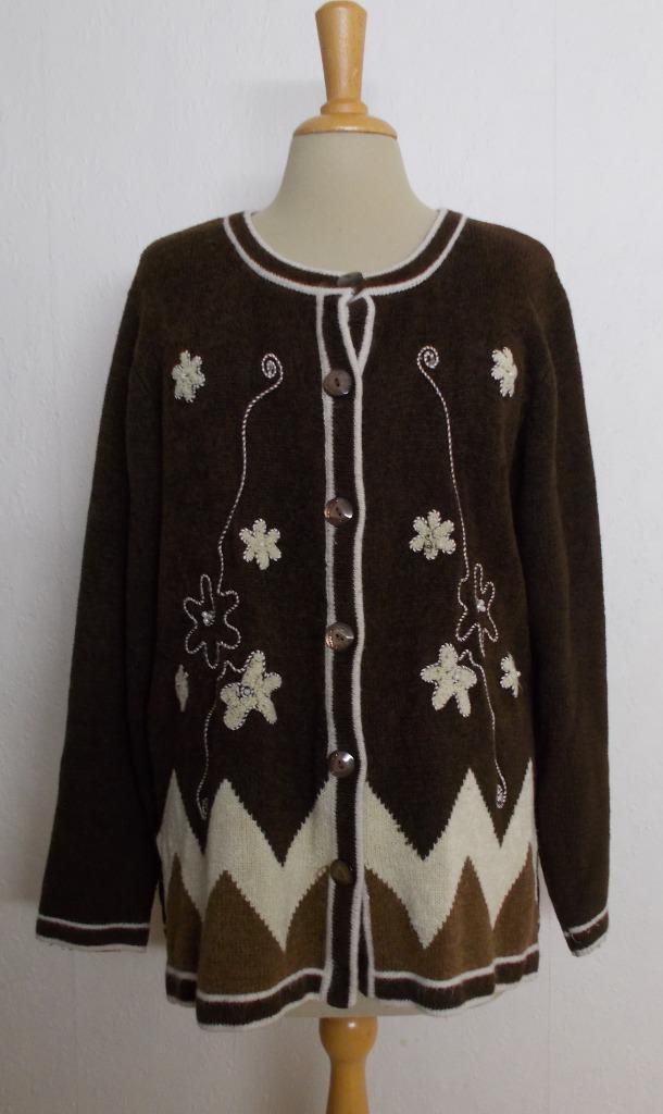 Folklore/trachten vintage 80% wol vest! XL, Kleding | Dames, Truien en Vesten, Zo goed als nieuw, Maat 46/48 (XL) of groter, Bruin