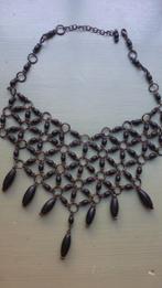 Vintage Collier Gitten Zwart Glaspasta Kralen Cleopatra-styl, Sieraden, Tassen en Uiterlijk, Antieke sieraden, Verzenden, Overige materialen