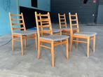 5x Vintage Eetkamerstoelen Ladderstoelen Spijlen, Ophalen, Gebruikt, X, Vijf, Zes of meer stoelen