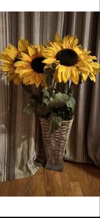 Kunsstof kunst zonnebloemen in vaas groot 1m hoog, Huis en Inrichting, Ophalen of Verzenden, Zo goed als nieuw