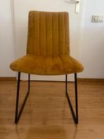 4 Okergele Velours Eetkamerstoelen - Zo Goed Als Nieuw!, Ophalen, Overige kleuren, Zo goed als nieuw, Vier