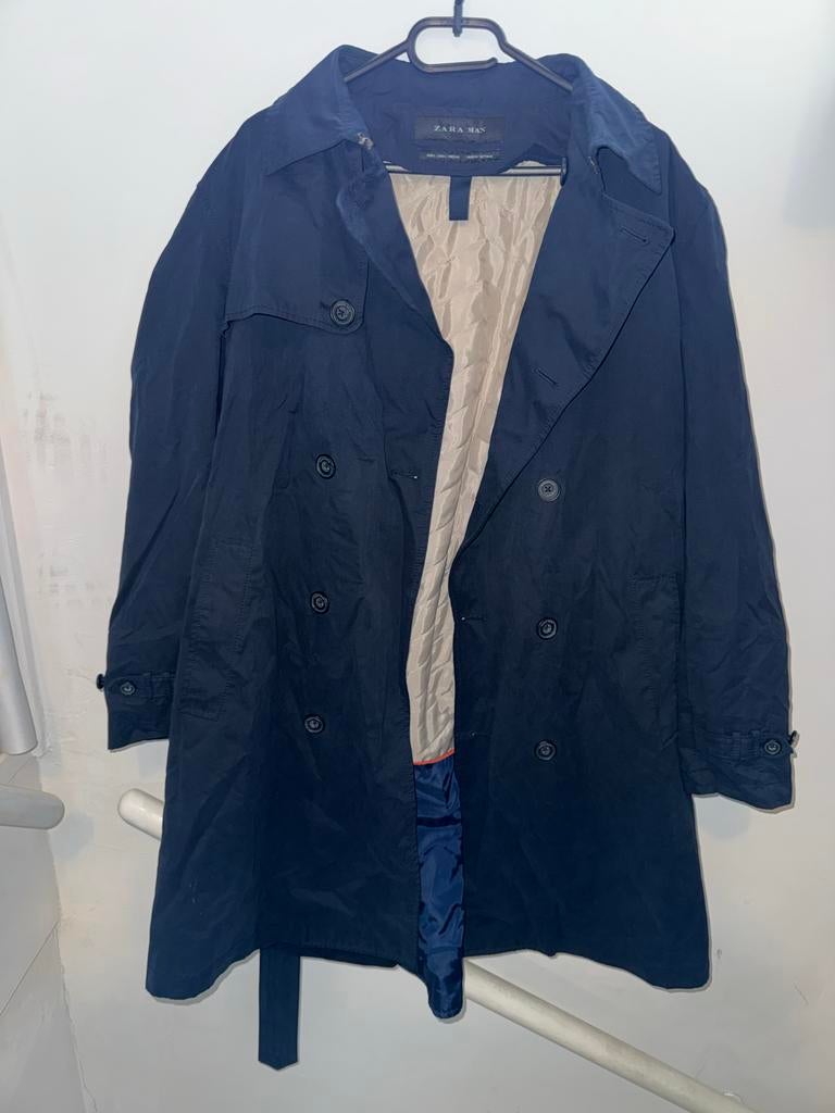 Donkerblauwe Zara trenchcoat - Maat L, Ophalen, Zo goed als nieuw, Maat 52/54 (L), Blauw
