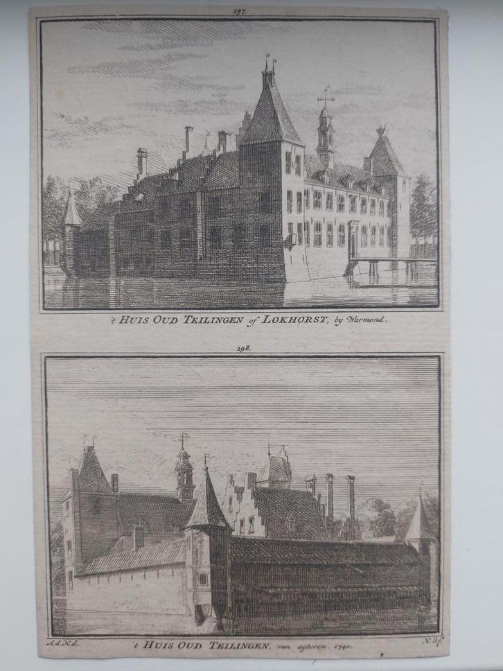 297-298 / Oud Teilingen of Lokhorst bij Warmond, Antiek en Kunst, Kunst | Etsen en Gravures, Ophalen of Verzenden