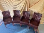 4 stuks  lederen originele H V S  eetkamer stoelen, Ophalen, Modern., Gebruikt, Bruin