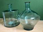 Groene glazen vazen - set van 2 vintage, Huis en Inrichting, Woonaccessoires | Vazen, Ophalen, Minder dan 50 cm, Groen, Glas